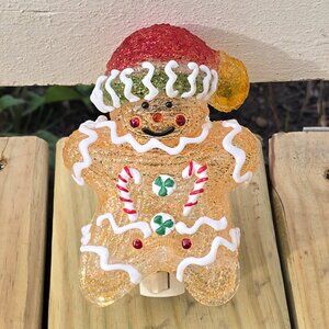 Gingerbread Man Christmas Night Light Wall Mount Plug-In 90s EXCELLENT CONDITION